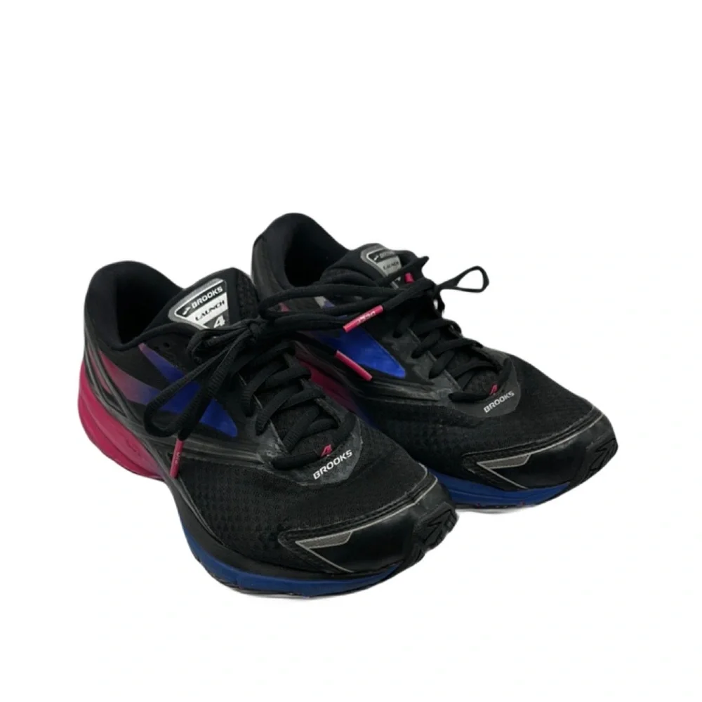 Brooks Sz 9 Launch 4 DNA Women's Athletic Shoes - Black, Pink, and Blue
